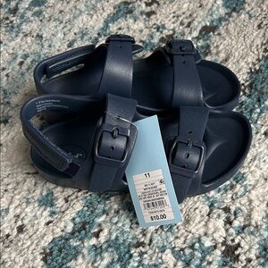 Navy Blue Buckle Sandals
